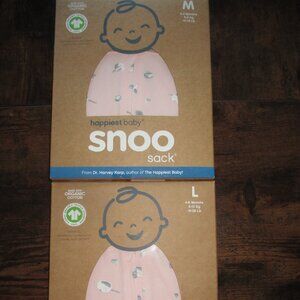 Lot of 2 NWT Snoo Sack Baby Swaddlers ~ M 2-4 mo and L 4-6 mo ~ Pink Print ~